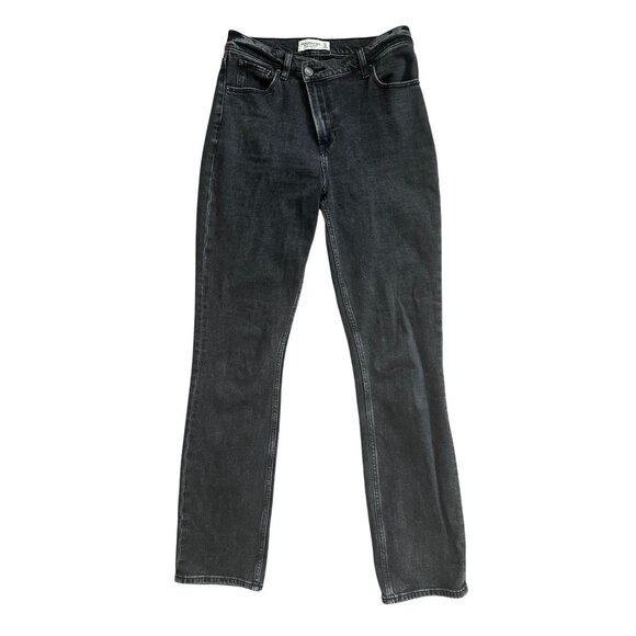 ABERCROMBIE & FITCH  The 90s Slim Straight Ultra High Rise Gray Jeans Sz 27 US 4 - Picture 2 of 8